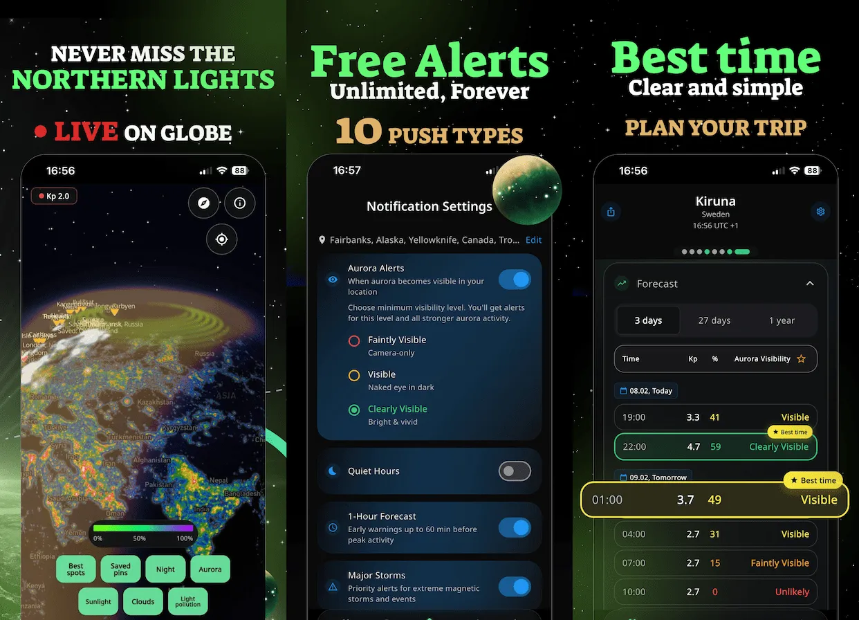 Aurora Forecast Spain Tonight — 12 Cities | AuroraMe