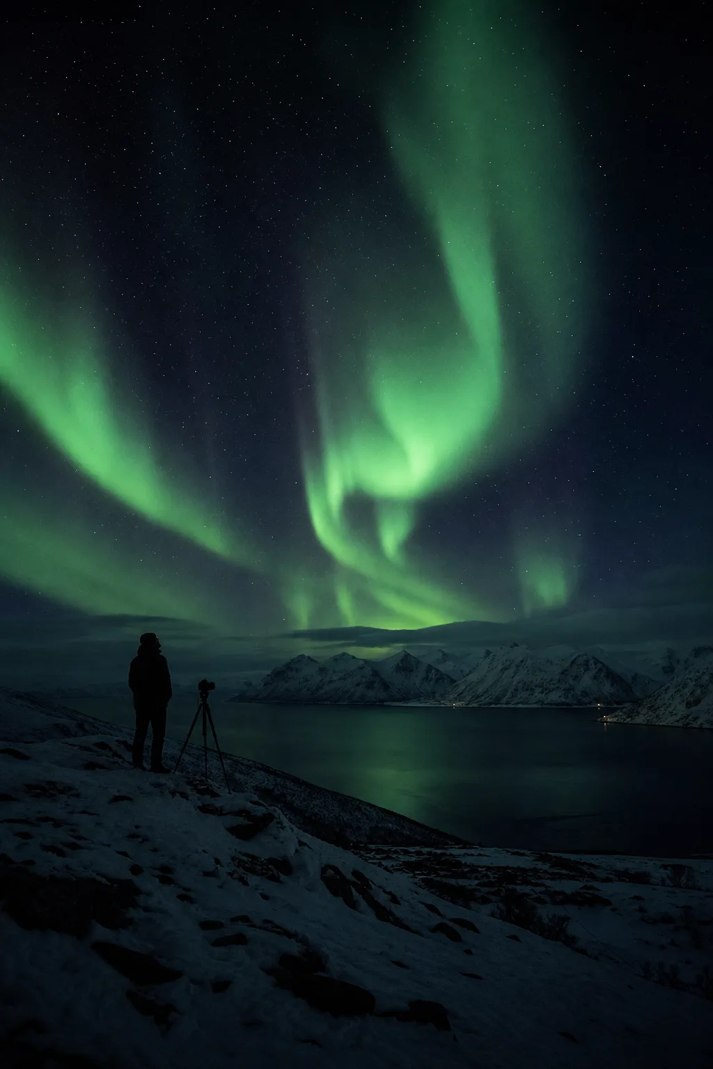 Aurora over a night landscape
